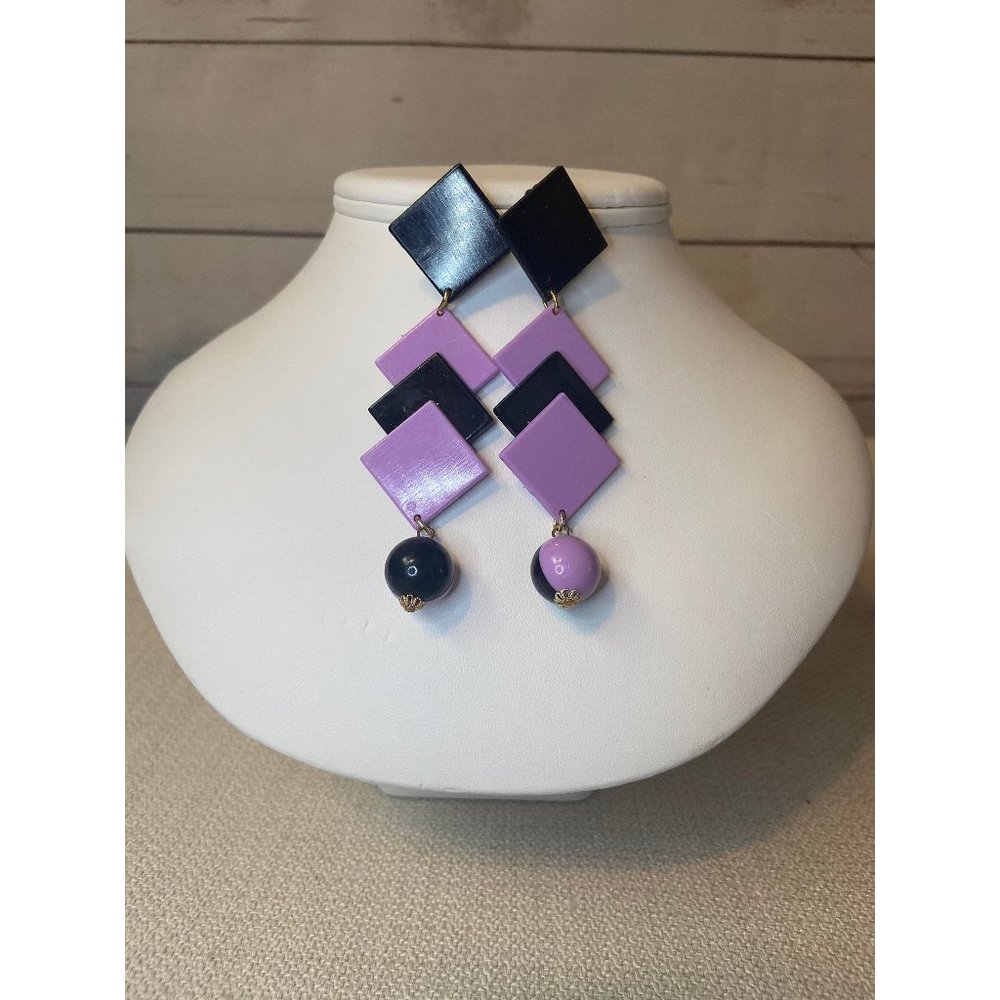 Vintage Purple & Black Earrings